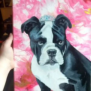 Original one of kind handpainted boxer dog painting